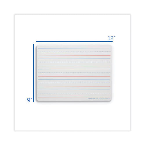 Two-sided Red And Blue Ruled Dry Erase Board, 12 X 9, Ruled White Front/unruled White Back, 24/pack