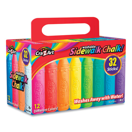 Washable Sidewalk Chalk, 12 Assorted Colors, 32 Sticks/box