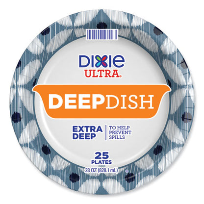 Deep Dish Paper Plate, 9.56" Dia, Blue/yellow, 18/pack