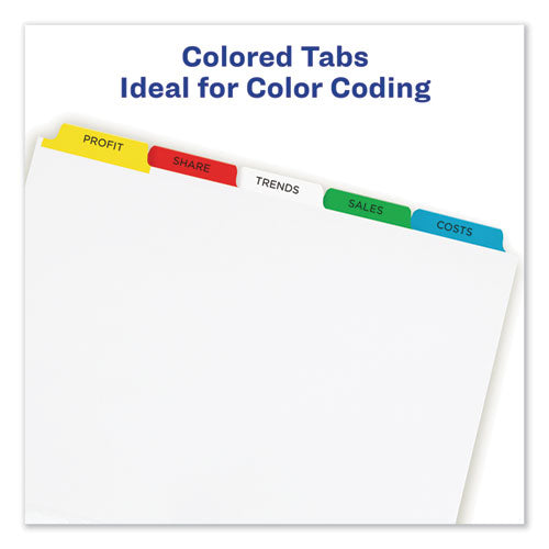 Print And Apply Index Maker Clear Label Dividers, 5-tab, Color Tabs, 11 X 8.5, White, Traditional Color Tabs, 25 Sets