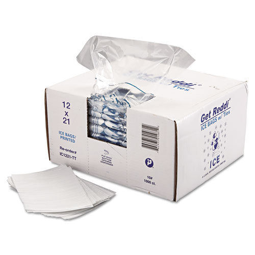 Ice Bags, 1.5 Mil, 12" X 21", Clear, 1,000/carton