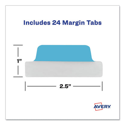 Ultra Tabs Repositionable Tabs, Margin Tabs: 2.5" X 1", 1/5-cut, Assorted Colors, 24/pack