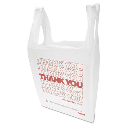 Thank You Handled T-shirt Bag, 0.167 Bbl, 12.5 Microns, 11.5" X 21", White, 900/carton