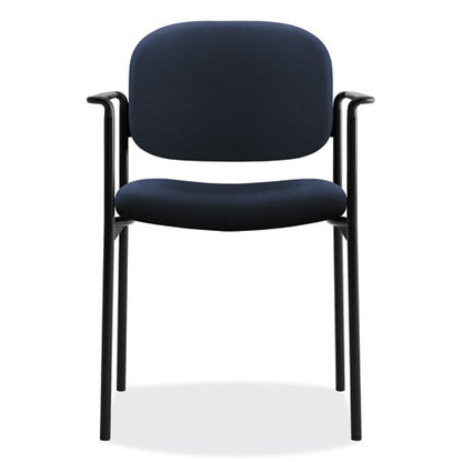 Vl616 Stacking Guest Chair With Arms, Fabric Upholstery, 23.25" X 21" X 32.75", Navy Seat, Navy Back, Black Base