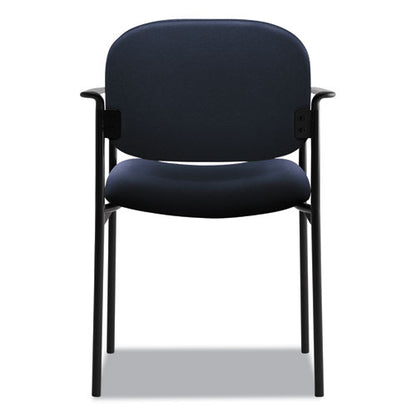 Vl616 Stacking Guest Chair With Arms, Fabric Upholstery, 23.25" X 21" X 32.75", Navy Seat, Navy Back, Black Base