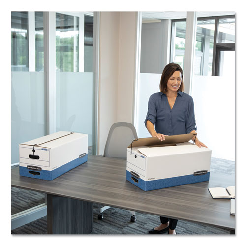 Stor/file Medium-duty Strength Storage Boxes, Letter Files, 12.25" X 24.13" X 10.75", White/blue, 12/carton