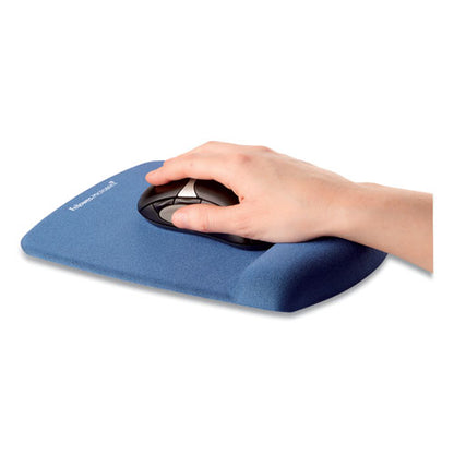 Plushtouch Mouse Pad With Wrist Rest, 7.25 X 9.37, Blue