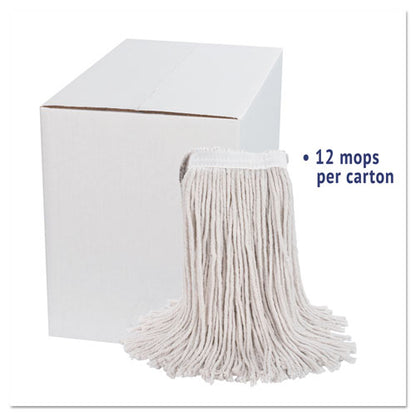 Premium Cut-end Wet Mop Heads, Cotton, 24oz, White, 12/carton