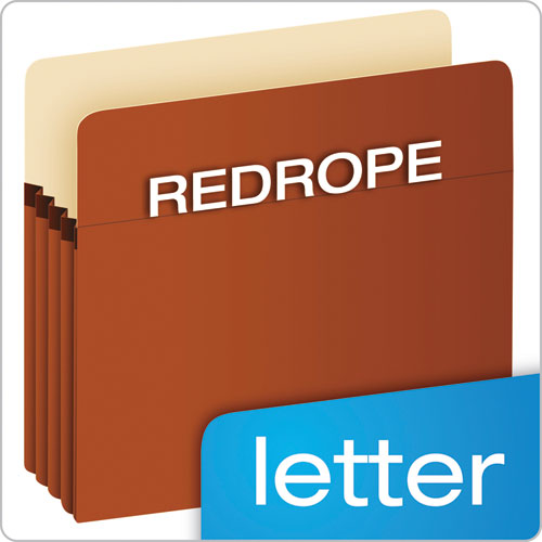 Pocket File, 5.25" Expansion, Letter Size, Red Fiber