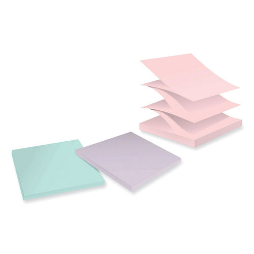 100% Recycled Paper Super Sticky Notes, 3" X 3", Wanderlust Pastels, 70 Sheets/pad, 6 Pads/pack