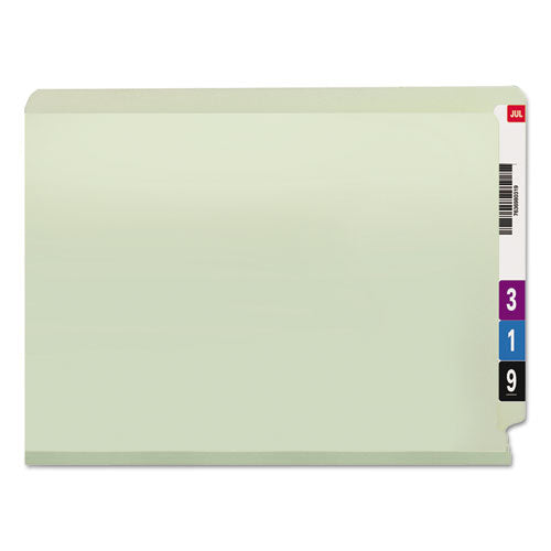 End Tab Pressboard Classification Folders, Two Safeshield Coated Fasteners, 3" Expansion, Letter Size, Gray-green, 25/box