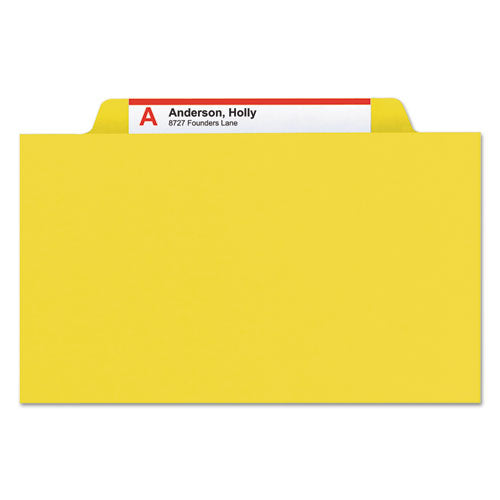 6-section Pressboard Top Tab Pocket Classification Folders, 6 Safeshield Fasteners, 2 Dividers, Legal Size, Yellow, 10/box