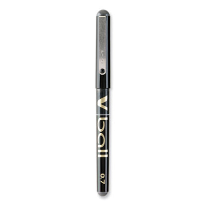 Vball Liquid Ink Roller Ball Pen, Stick, Fine 0.7 Mm, Black Ink, Black/clear Barrel, Dozen