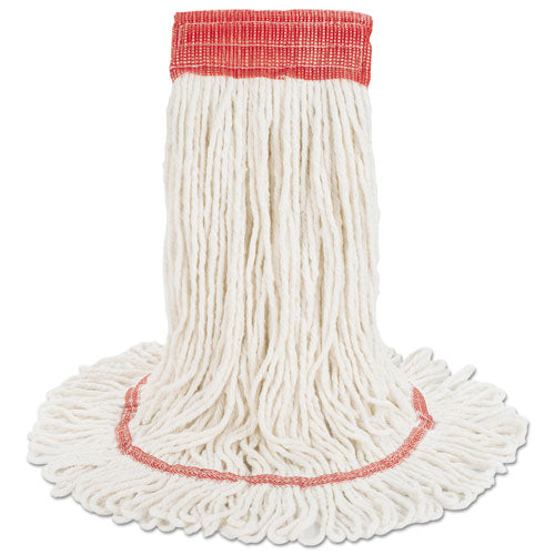 Super Loop Wet Mop Head, Cotton/synthetic Fiber, 5" Headband, Large Size, White, 12/carton