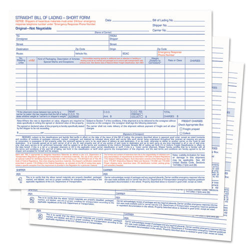 Hazardous Material Short Form, Three-part Carbonless, 7 X 8.5, 250 Forms Total