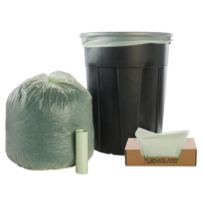 Ecosafe-6400 Bags, 32 Gal, 0.85 Mil, 33" X 48", Green, 50/box