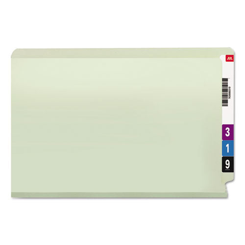 End Tab Pressboard Classification Folders, Two Safeshield Coated Fasteners, 3" Expansion, Legal Size, Gray-green, 25/box