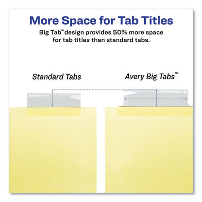 Insertable Big Tab Dividers, 8-tab, Double-sided Gold Edge Reinforcing, 11 X 8.5, Buff, Clear Tabs, 1 Set