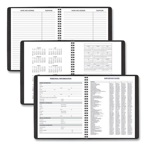 Weekly Vertical-column Appointment Book Ruled For Hourly Appointments, 8.75 X 7, Black Cover, 13-month (jan-jan): 2024-2025