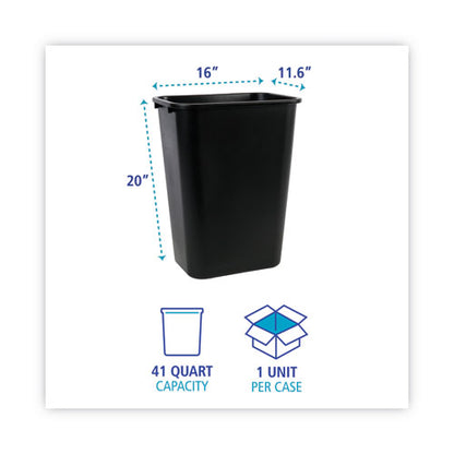 Soft-sided Wastebasket, 41 Qt, Plastic, Black