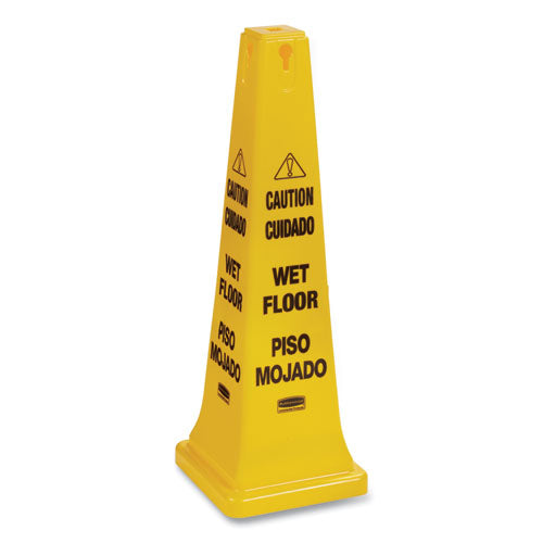 Multilingual Wet Floor Safety Cone, 12.25 X 12.25 X 36