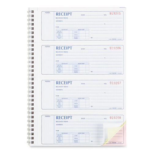 Money Receipt Book, Formguard Cover, Three-part Carbonless, 7 X 2.75, 4 Forms/sheet, 100 Forms Total