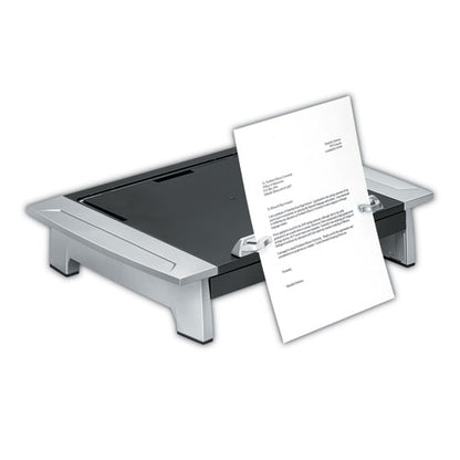 Office Suites Monitor Riser Plus, 19.88" X 14.06" X 4" To 6.5", Black/silver, Supports 80 Lbs