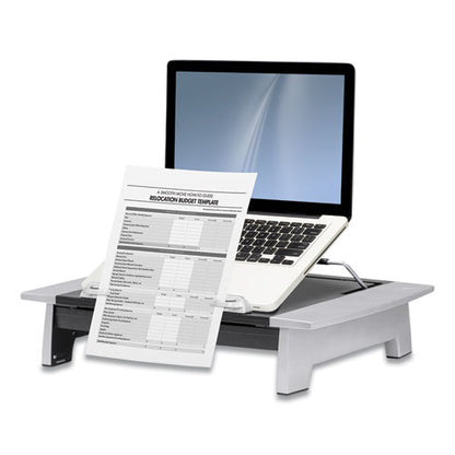 Office Suites Monitor Riser Plus, 19.88" X 14.06" X 4" To 6.5", Black/silver, Supports 80 Lbs