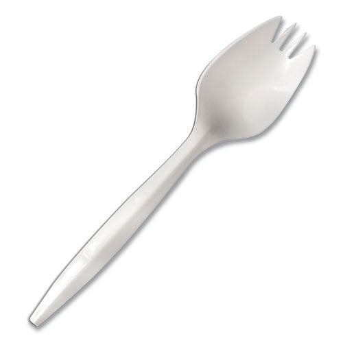 Individually Wrapped Mediumweight Cutlery, Spork, White, 1,000/carton