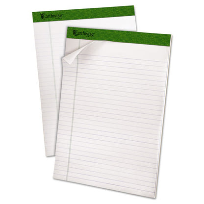 Earthwise By Ampad Recycled Writing Pad, Wide/legal Rule, Politex Sand Headband, 40 White 8.5 X 11.75 Sheets, 4/pack