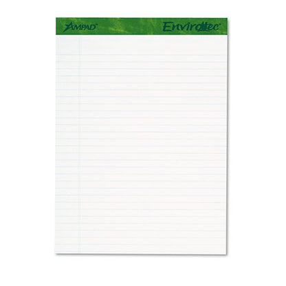 Earthwise By Ampad Recycled Writing Pad, Wide/legal Rule, Politex Sand Headband, 40 White 8.5 X 11.75 Sheets, 4/pack