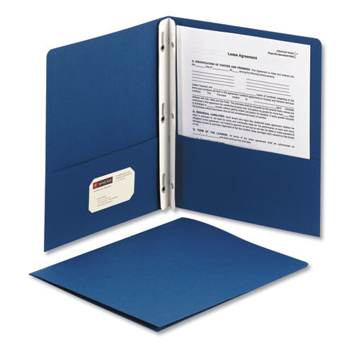 2-pocket Folder With Tang Fastener, 0.5" Capacity, 11 X 8.5, Dark Blue, 25/box