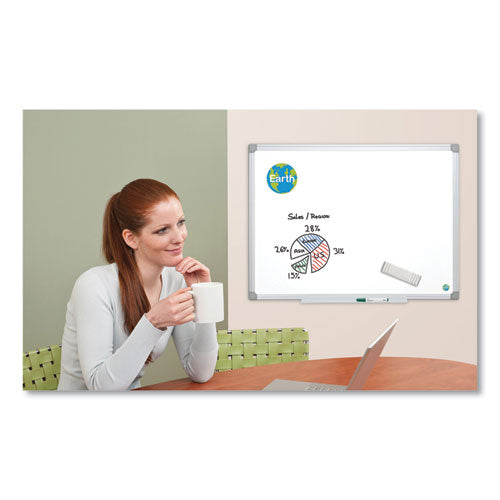 Earth Silver Easy Clean Dry Erase Boards, 96 X 48, White Surface, Silver Aluminum Frame