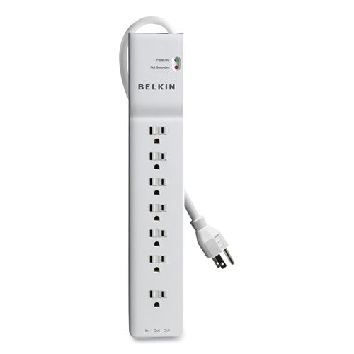 Home/office Surge Protector, 7 Ac Outlets, 6 Ft Cord, 2,320 J, White