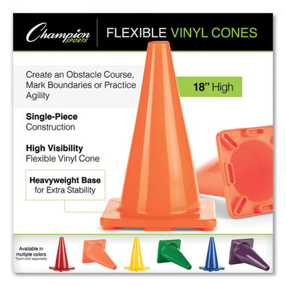 Hi-visibility Vinyl Cones, 18" Tall, Orange