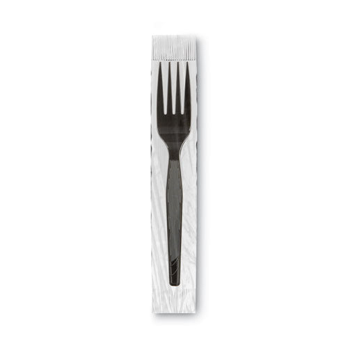 Grab’n Go Wrapped Cutlery, Forks, Black, 90/box