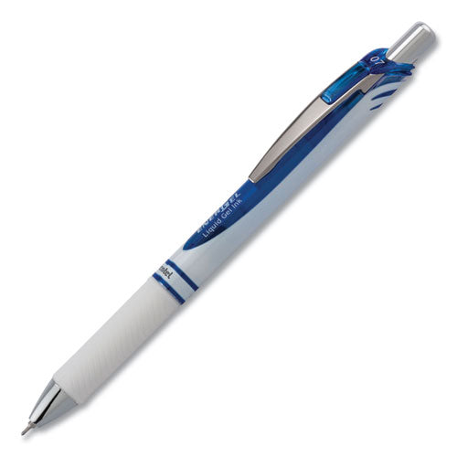 Energel Pearl Gel Pen, Retractable, Medium 0.7 Mm, Blue Ink, White/blue Barrel, Dozen