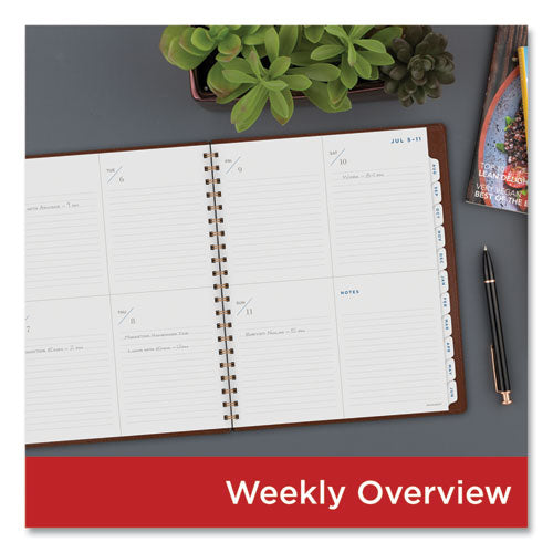 Signature Collection Academic Weekly/monthly Planners, 11.5 X 8, Distressed Brown Cover, 13-month (july-july): 2023-2024