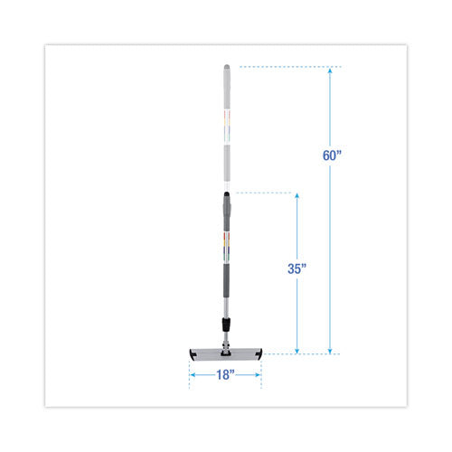 Microfiber Cleaning Kit, 18" Wide Blue/green Microfiber Head, 35" To 60" Gray Aluminum Handle