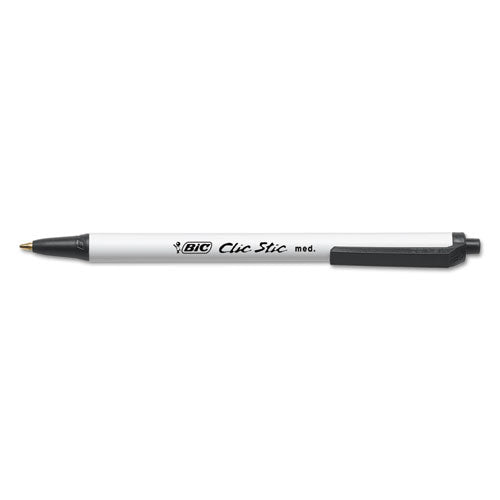 Clic Stic Ballpoint Pen Value Pack, Retractable, Medium 1 Mm, Black Ink, White Barrel, 24/pack