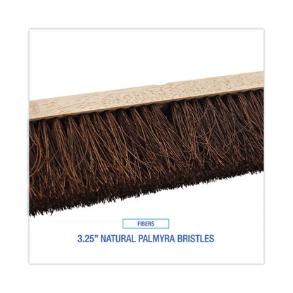 Floor Brush Head, 3.25" Natural Palmyra Fiber Bristles, 18" Brush