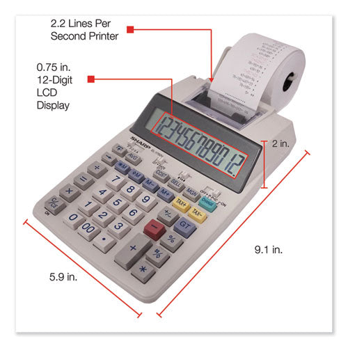 El-1750v Two-color Printing Calculator, Black/red Print, 2 Lines/sec