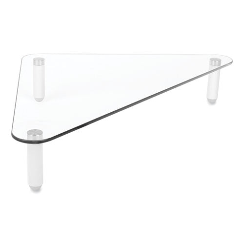 Glass Corner Monitor Riser, 19.7" X 11" X  3.25", Clear, Supports 40 Lbs