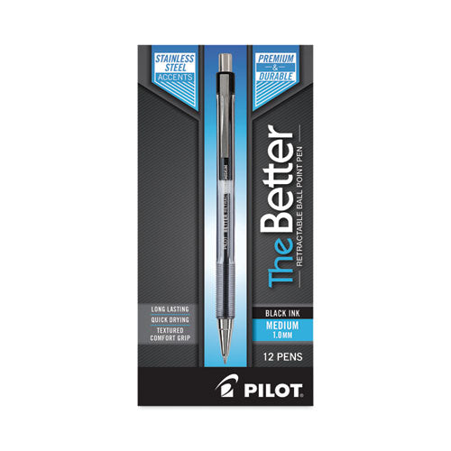 Better Ballpoint Pen, Retractable, Medium 1 Mm, Black Ink, Smoke Barrel, Dozen