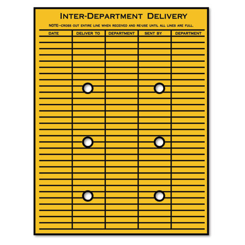 Brown Kraft String/button Interoffice Envelope, #97, Two-sided Five-column Format, 52-entries, 10 X 13, Brown Kraft, 100/ct