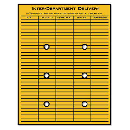 Brown Kraft String/button Interoffice Envelope, #97, Two-sided Five-column Format, 52-entries, 10 X 13, Brown Kraft, 100/ct