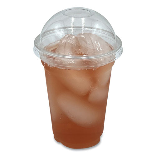 Pet Cold Cup Dome Lids, Fits 9 Oz To 10 Oz Pet Cups, Clear, 100/pack