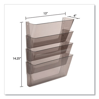 Docupocket Stackable Four-pocket Wall File, 4 Sections, Letter Size, 13" X 4", Smoke, Ships In 4-6 Business Days