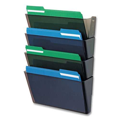 Docupocket Stackable Four-pocket Wall File, 4 Sections, Letter Size, 13" X 4", Smoke, Ships In 4-6 Business Days