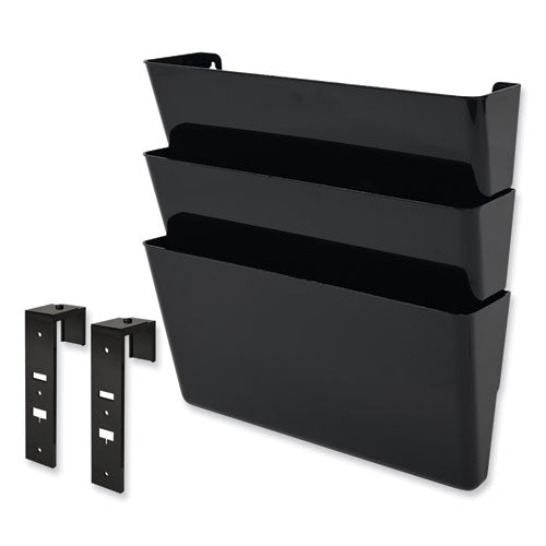 Docupocket Stackable Three-pocket Partition Wall File, 3 Sections, Letter Size, 13" X 4", Black